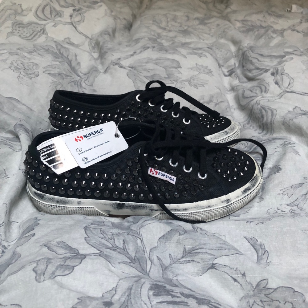 NWT Superga Studded Black sneakers size 38